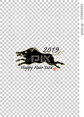 年賀状　2019年　亥年 45909405