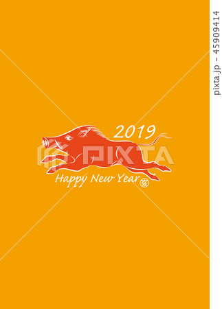 年賀状　2019年　亥年 45909414
