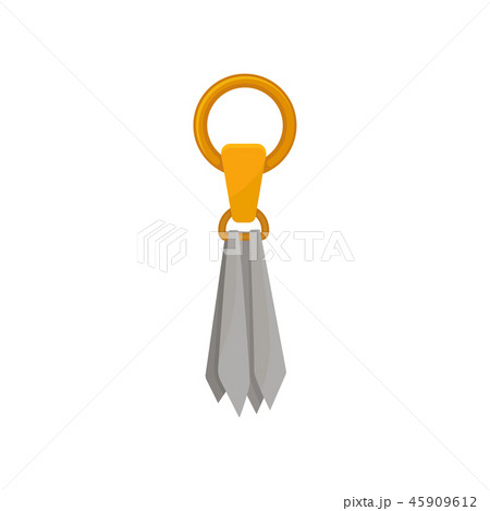 Gray leather tassel on golden ring. Trendy embellishment for clothing and women handbag decoration 45909612