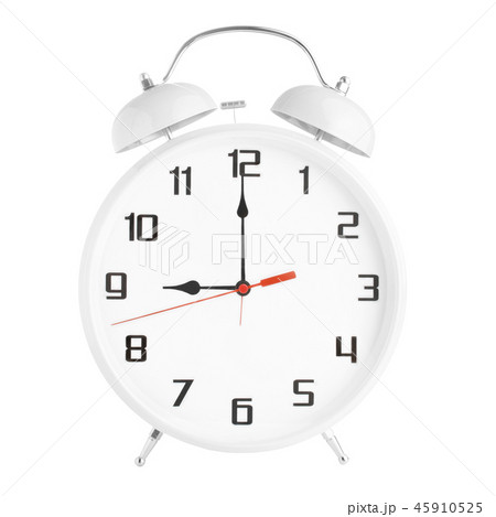 White alarm clock showing nine o'clock 45910525