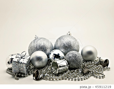 Silver Christmas decoration, balls, beads, bell  45911219