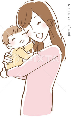 赤ちゃんを抱っこする女性 イラストのイラスト素材