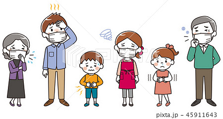 三世代家族　風邪　体調不良 45911643