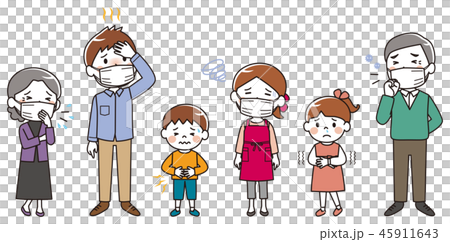 三世代家族　風邪　体調不良 45911643