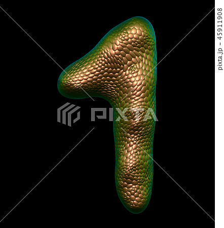 Number 1 one made of natural gold snake skin texture isolated on black 45911908