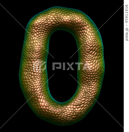 Number 0 zero made of natural gold snake skin texture isolated on black 45911916