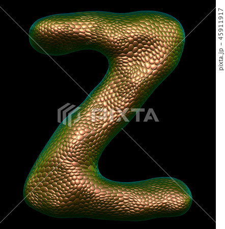Letter Z made of natural gold snake skin texture isolated on black. 45911917
