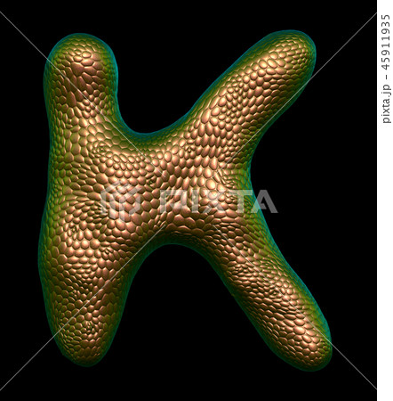 Letter K made of natural gold snake skin texture isolated on black. Letter K made of natural gold snake skin texture isolated on black. 45911935