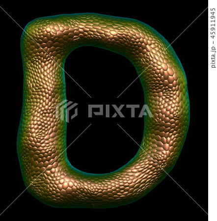 Letter D made of natural gold snake skin texture isolated on black. Letter D made of natural gold snake skin texture isolated on black. 45911945