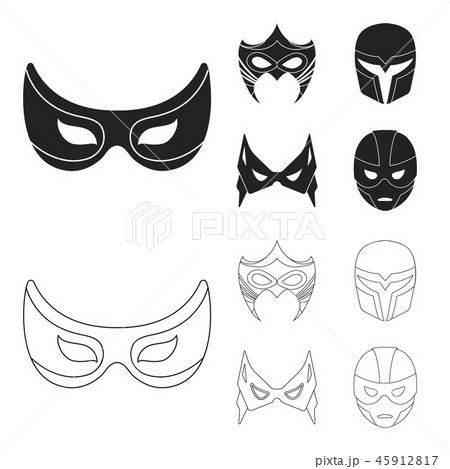 Mask On The Head And Eyes Super Hero Mask Set のイラスト素材