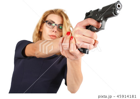 Woman with gun 45914181