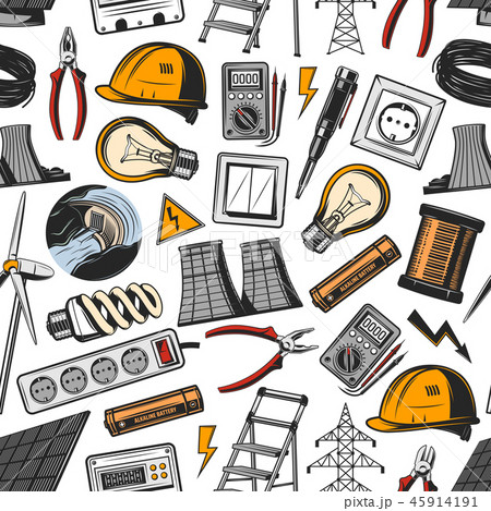 Electrical tools and power plant seamless pattern 45914191