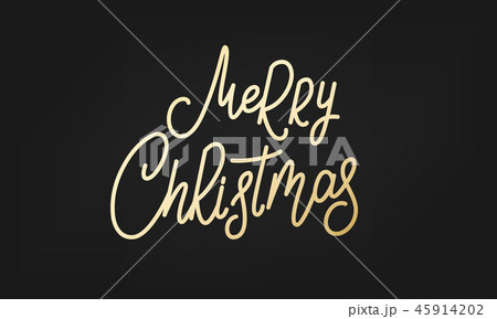 Merry Christmas label. Gold Lettering sticker badge 45914202
