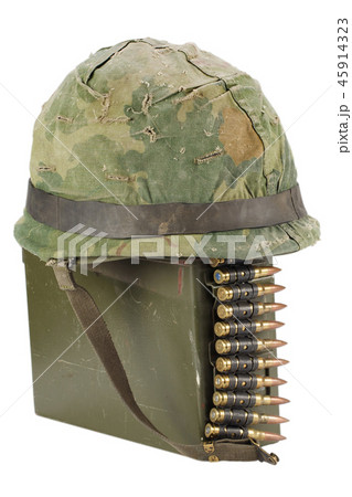 Ammo Can with ammunition belt and helmet 45914323