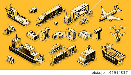 Commercial cargo export isometric vector concept 45914357