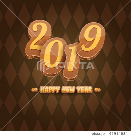 2019 Happy new year creative design background or greeting card with colorful numbers and greeting 45914684