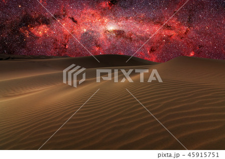 Amazing views of the Sahara desert under the night starry sky. 45915751