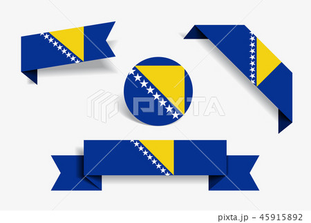 Bosnia and Herzegovina flag stickers and labels. Vector illustration. 45915892