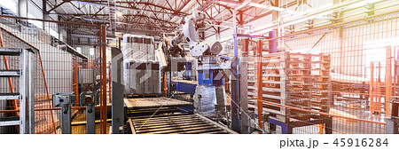 Fiberglass production industry equipment at manufacture background 45916284