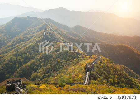 The great wall of China at Mutianyu pass. The great wall of China at Mutianyu pass. 45917971