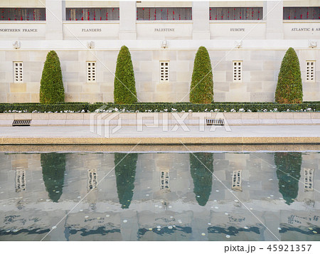 Topiary by reflecting pool at Australian War Memorial in Canberra, Australia 45921357