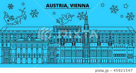 Austria, Vienna city winter holidays skyline. Merry Christmas, Happy New Year decorated banner with Austria, Vienna city winter holidays skyline. Merry Christmas, Happy New Year decorated banner with 45921547