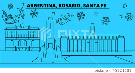 Argentina, Rosario, Santa Fe winter holidays skyline. Merry Christmas, Happy New Year decorated Argentina, Rosario, Santa Fe winter holidays skyline. Merry Christmas, Happy New Year decorated 45921582