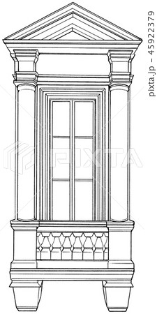 漫画風ペン画イラスト 西洋風 窓のイラスト素材