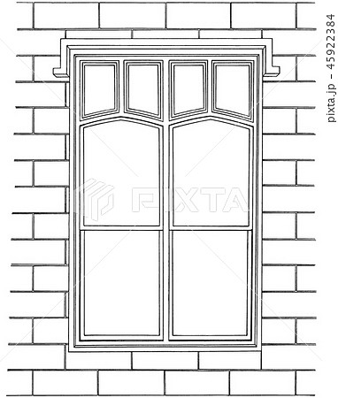 漫画風ペン画イラスト 西洋風 窓のイラスト素材