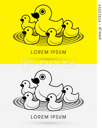 Mother and child duck graphic vector. 45923054