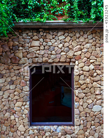 Window on stone wall Window on stone wall 45923245
