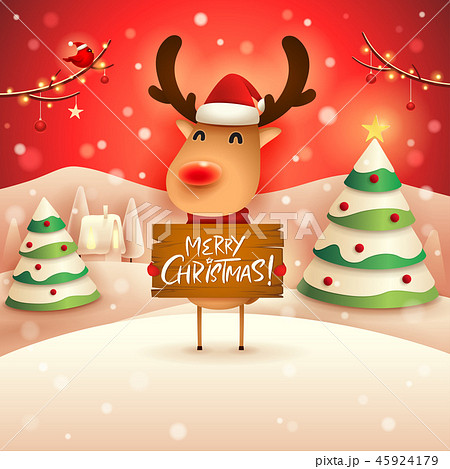 Merry Christmas! Reindeer in the snow scene. Merry Christmas! Reindeer in the snow scene. 45924179