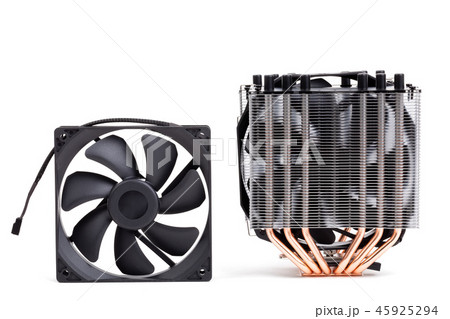 CPU Cooler with heat-pipes on white CPU Cooler with heat-pipes on white 45925294