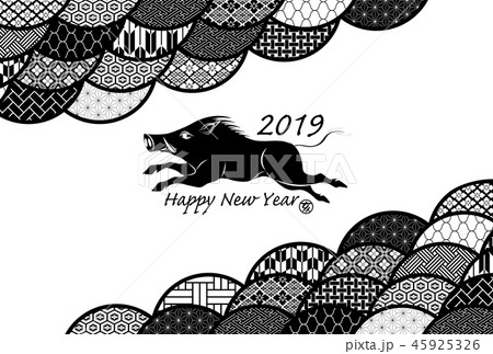 年賀状　2019年　亥年 45925326