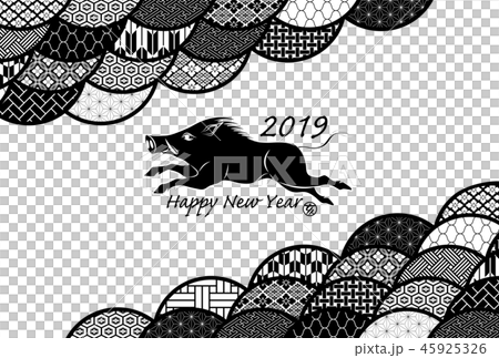 年賀状　2019年　亥年 45925326