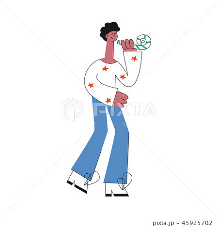 Vector african woman dancing at party with smile 45925702