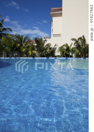 Wall of a building at pool and a palm tree 45927662