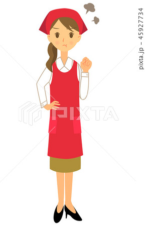 エプロンの女性店員が怒っている　全身 45927734
