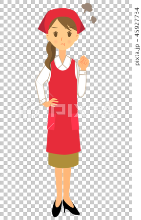 エプロンの女性店員が怒っている　全身 45927734