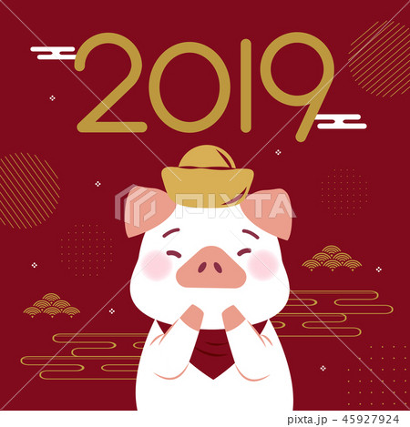 cartoon pig with 2019 year cartoon pig with 2019 year 45927924
