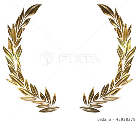 メタリックの質感の月桂樹のオーナメント・ローレルリース｜飾り囲み・LAUREL　Wreath 45928279