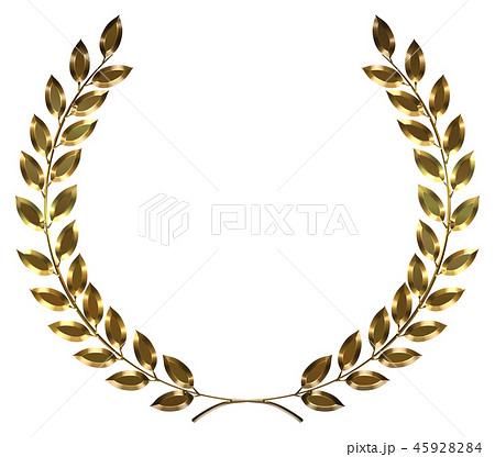 メタリックの質感の月桂樹のオーナメント ローレルリース 飾り囲み Laurel Wreathのイラスト素材