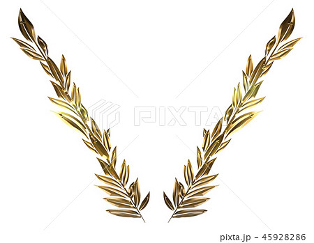 メタリックの質感の月桂樹のオーナメント・ローレルリース｜飾り囲み・LAUREL　Wreath 45928286