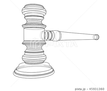 3D outline gavel. Vector rendering of 3d 3D outline gavel. Vector rendering of 3d 45931360