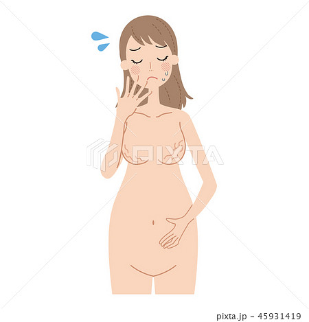 妊娠線にショックを受ける妊婦 のイラスト素材