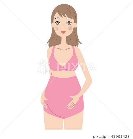 マタニティインナーを着る妊婦。 45931423