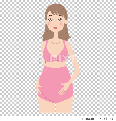 マタニティインナーを着る妊婦。 45931423