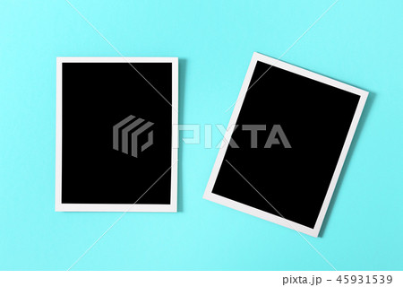 Retro style photo frames blue background 45931539
