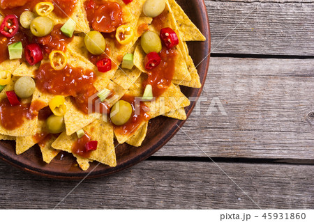 Nachos with sauce salsa 45931860