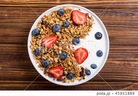 Chia yogurt with granola 45931889